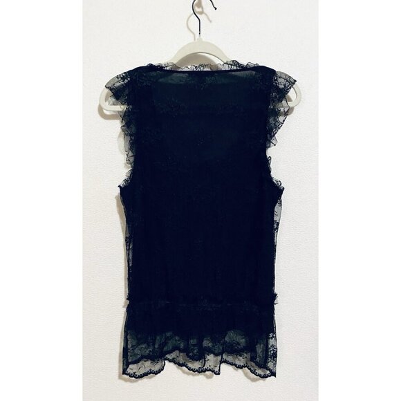 Intuitions Top Womens Medium Black Lace Scoop Neck Sleeveless Whimsigoth Y2K - Picture 4 of 8